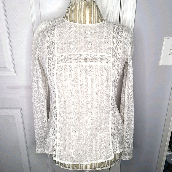 Zara sheer lace long sleeve top - Picture 1 of 7